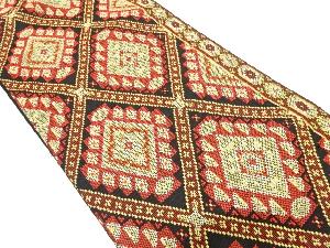 アンティーク　斜め格子にダイヤ柄模様織り出し名古屋帯(着用可)